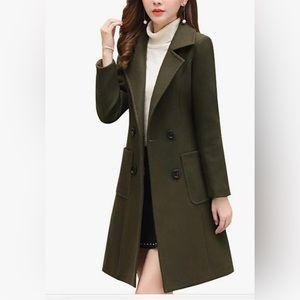 ChouYatou long coat green women Sz#S NWT